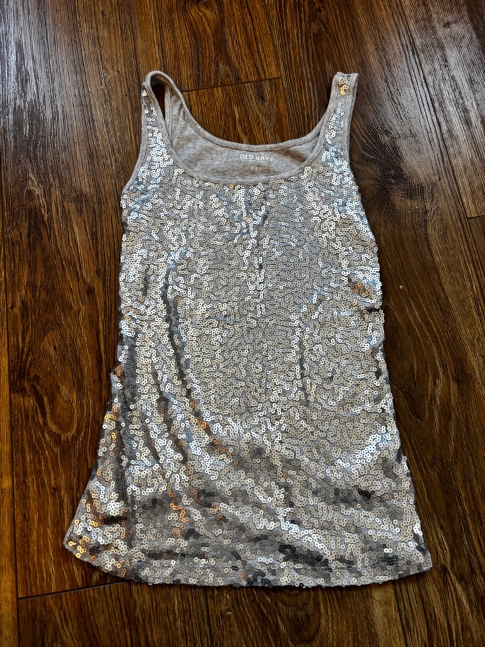 Old Navy Silver Sequin Scoop Neck Tank sz M